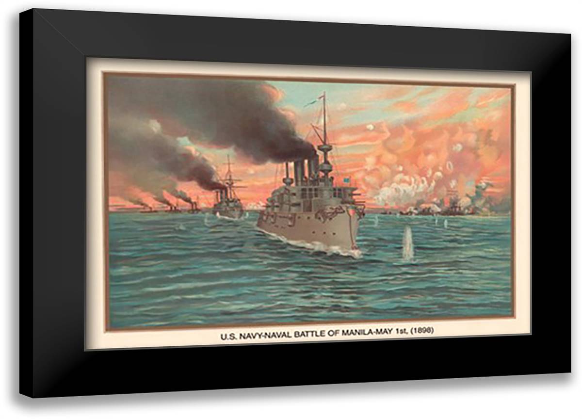 Naval Battle of Manila - May 1st, 1898 22x16 Black Modern Wood Framed Art Print Poster by Plank, Werner