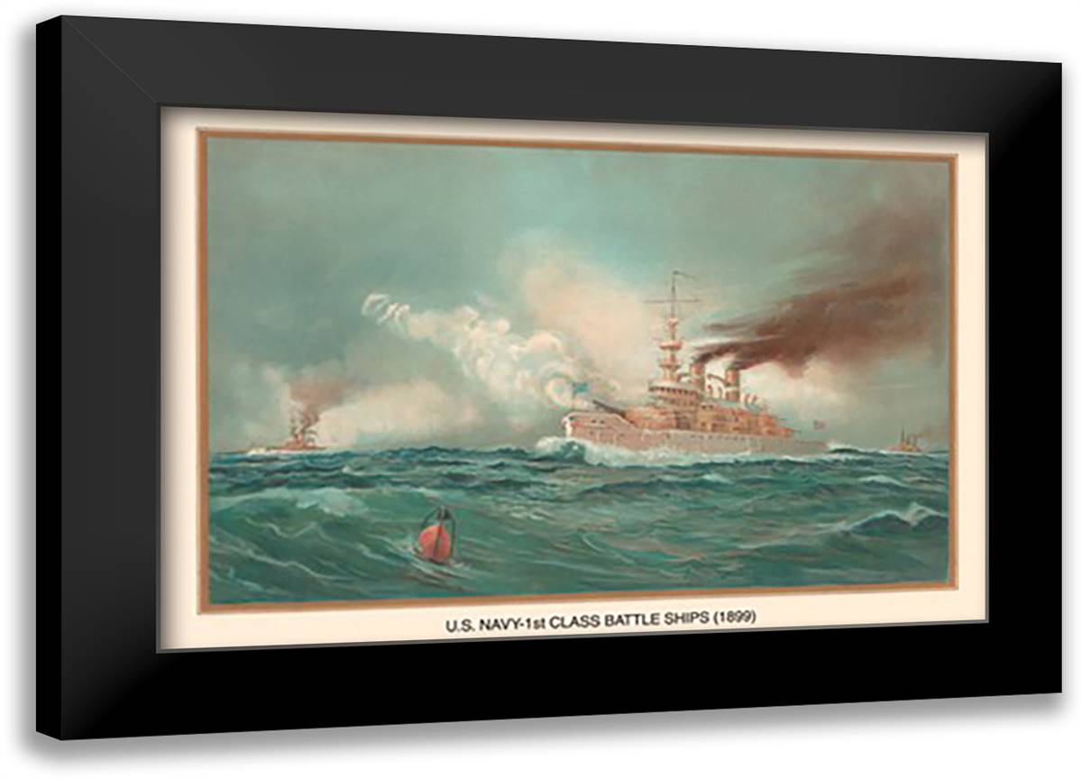 First Class Battle Ships 22x16 Black Modern Wood Framed Art Print Poster by Plank, Werner