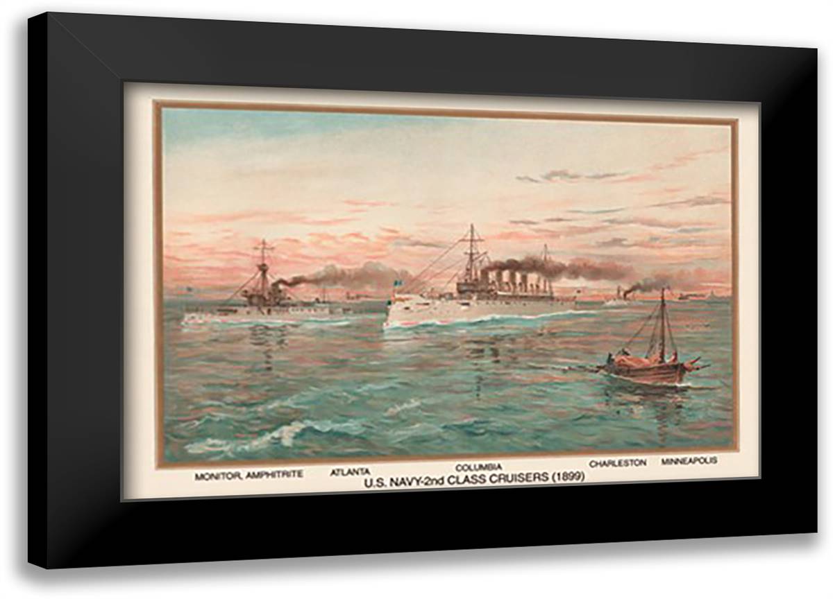 U.S. Navy 2nd Class Cruisers (1899) - Colombia 22x16 Black Modern Wood Framed Art Print Poster by Plank, Werner