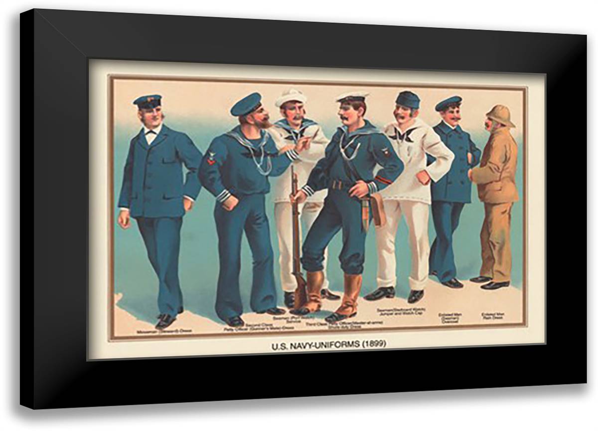 U.S. Navy Uniforms 1899 #2 22x16 Black Modern Wood Framed Art Print Poster by Plank, Werner
