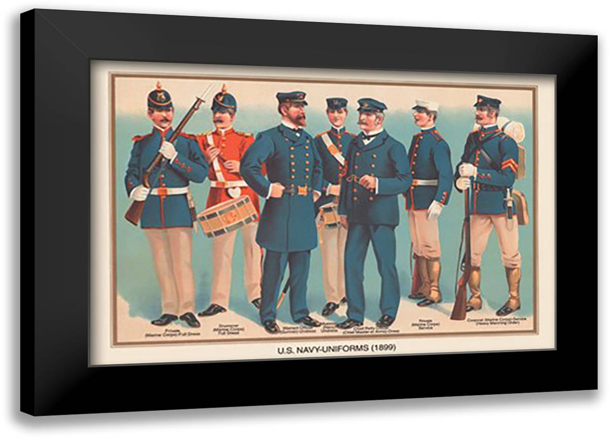 U.S. Navy Uniforms 1899 #3 22x16 Black Modern Wood Framed Art Print Poster by Plank, Werner