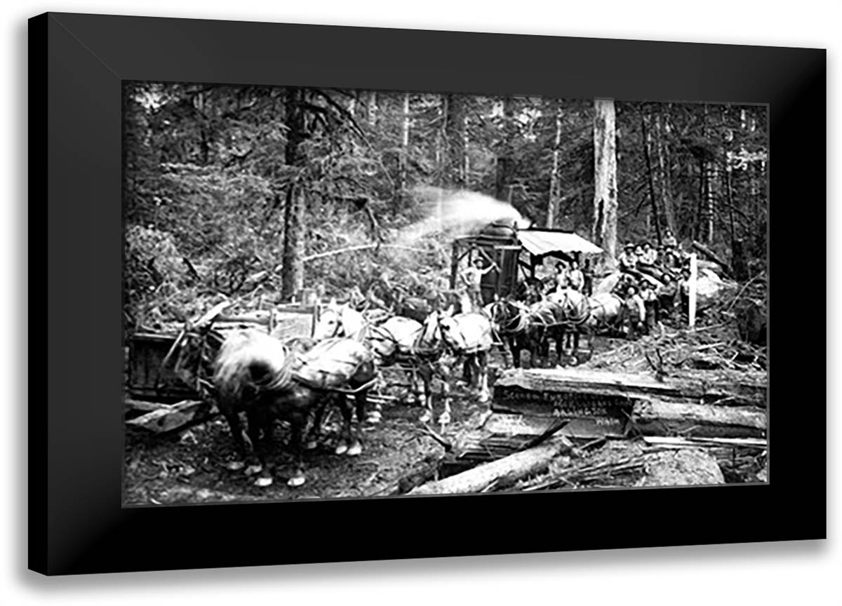 Loggers and Their Logs 22x16 Black Modern Wood Framed Art Print Poster by Kinsey, Clark