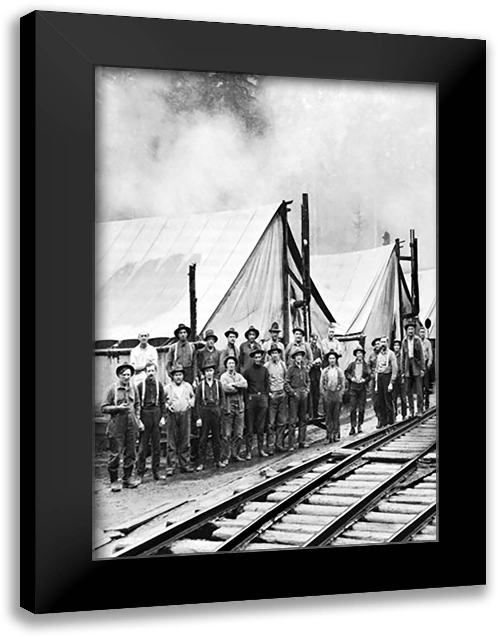 Logging Camp 16x22 Black Modern Wood Framed Art Print Poster by Kinsey, Clark