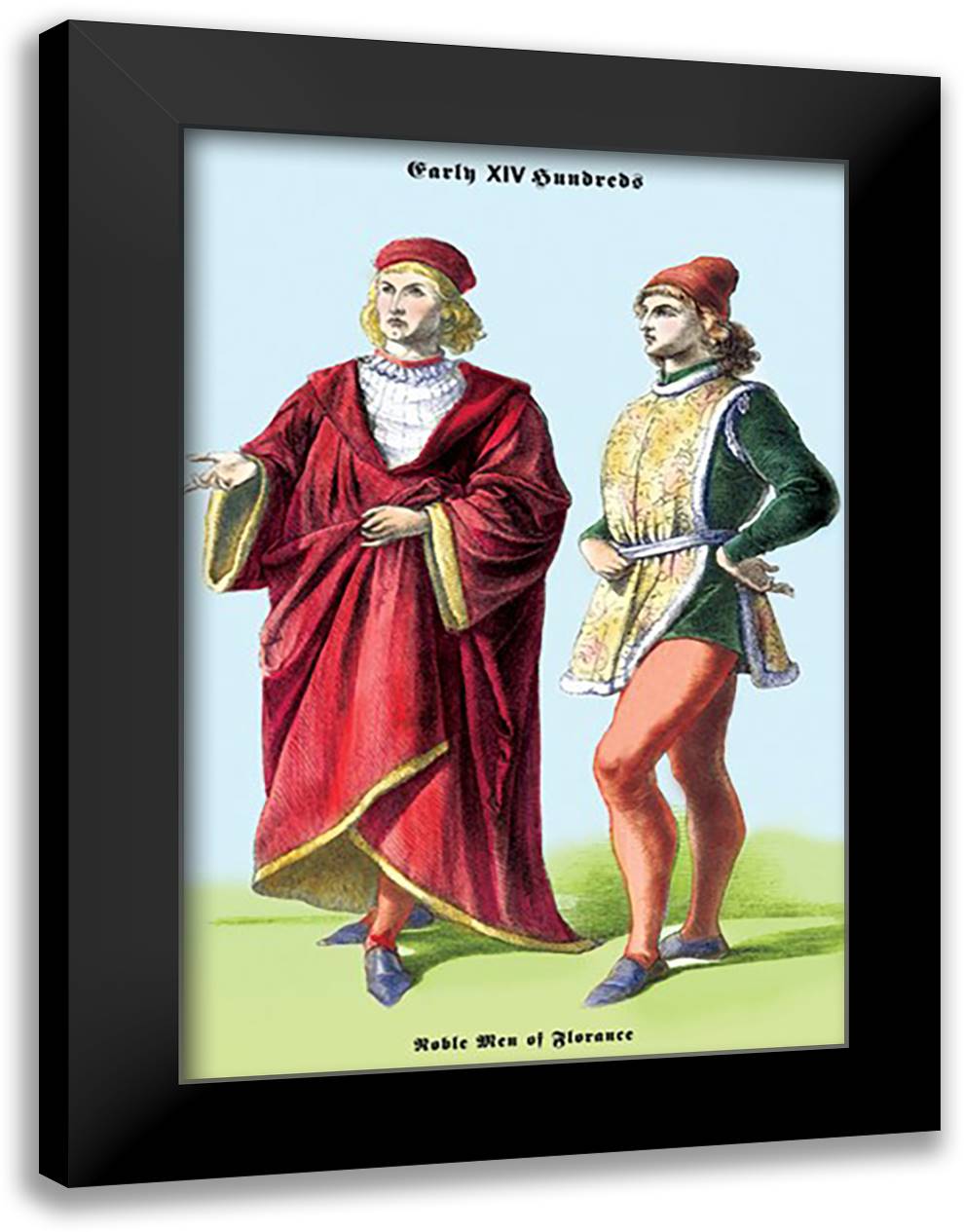 Men of Florence 16x22 Black Modern Wood Framed Art Print Poster by Brown, Richard