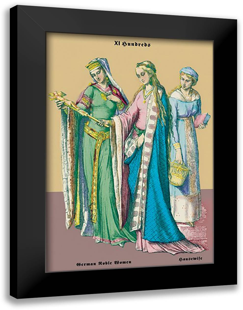 German Noblewoman and Housewife, 12th Century 16x22 Black Modern Wood Framed Art Print Poster by Brown, Richard