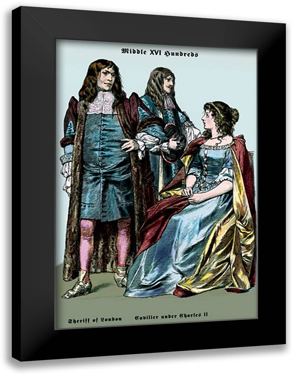 Sheriff of London and Caviliers under Charles II, 17th Century 16x22 Black Modern Wood Framed Art Print Poster by Brown, Richard