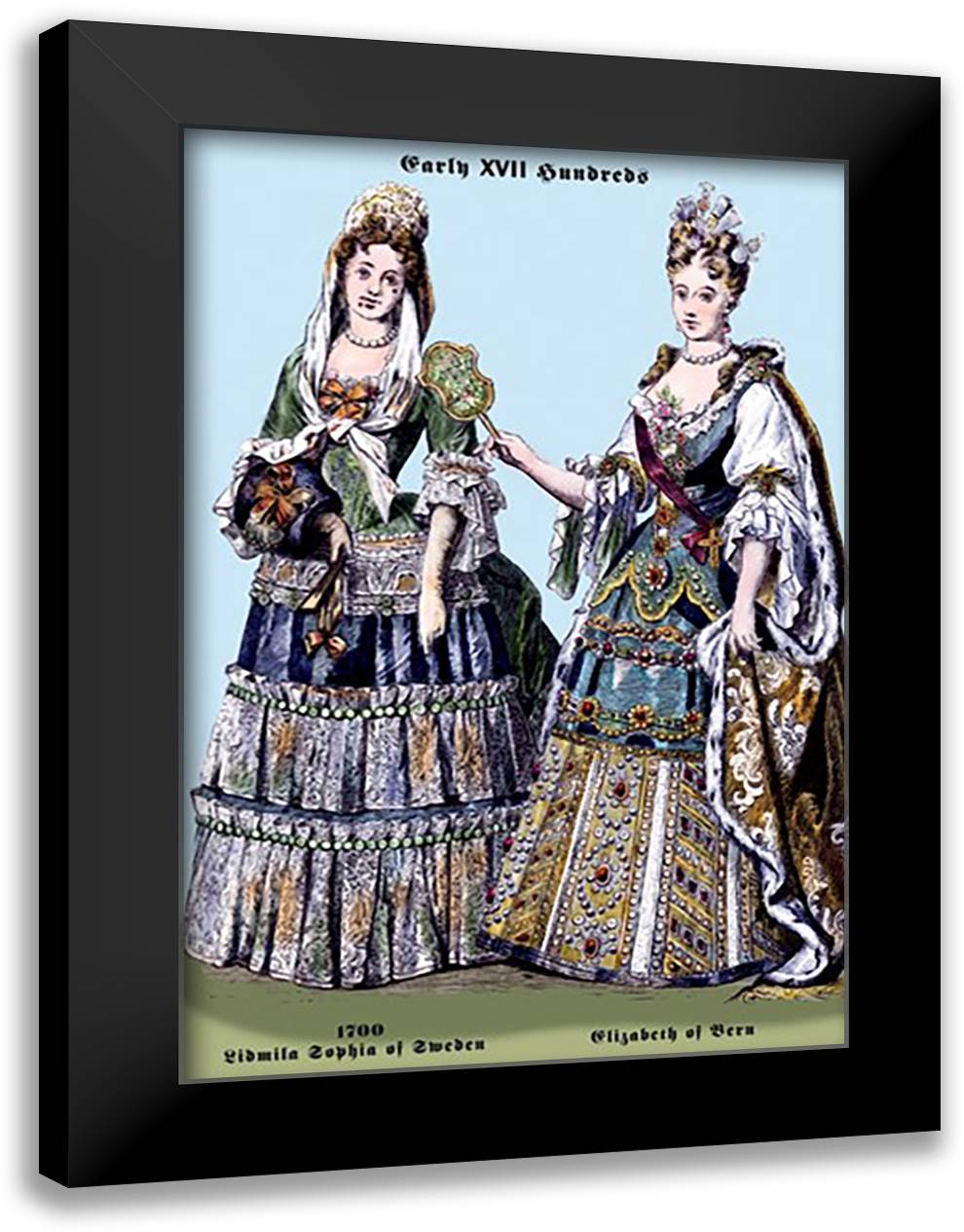 Zidmila Sophia of Sweden and Elizabeth of Bern, 18th Century 16x22 Black Modern Wood Framed Art Print Poster by Brown, Richard