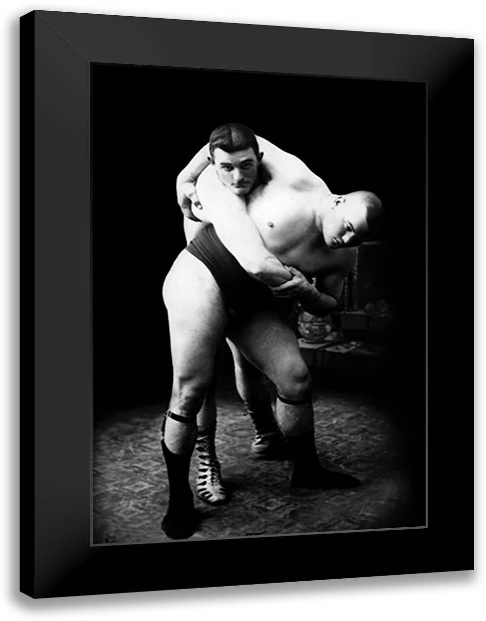 Hip Throw: Russian Wrestlers 16x22 Black Modern Wood Framed Art Print Poster
