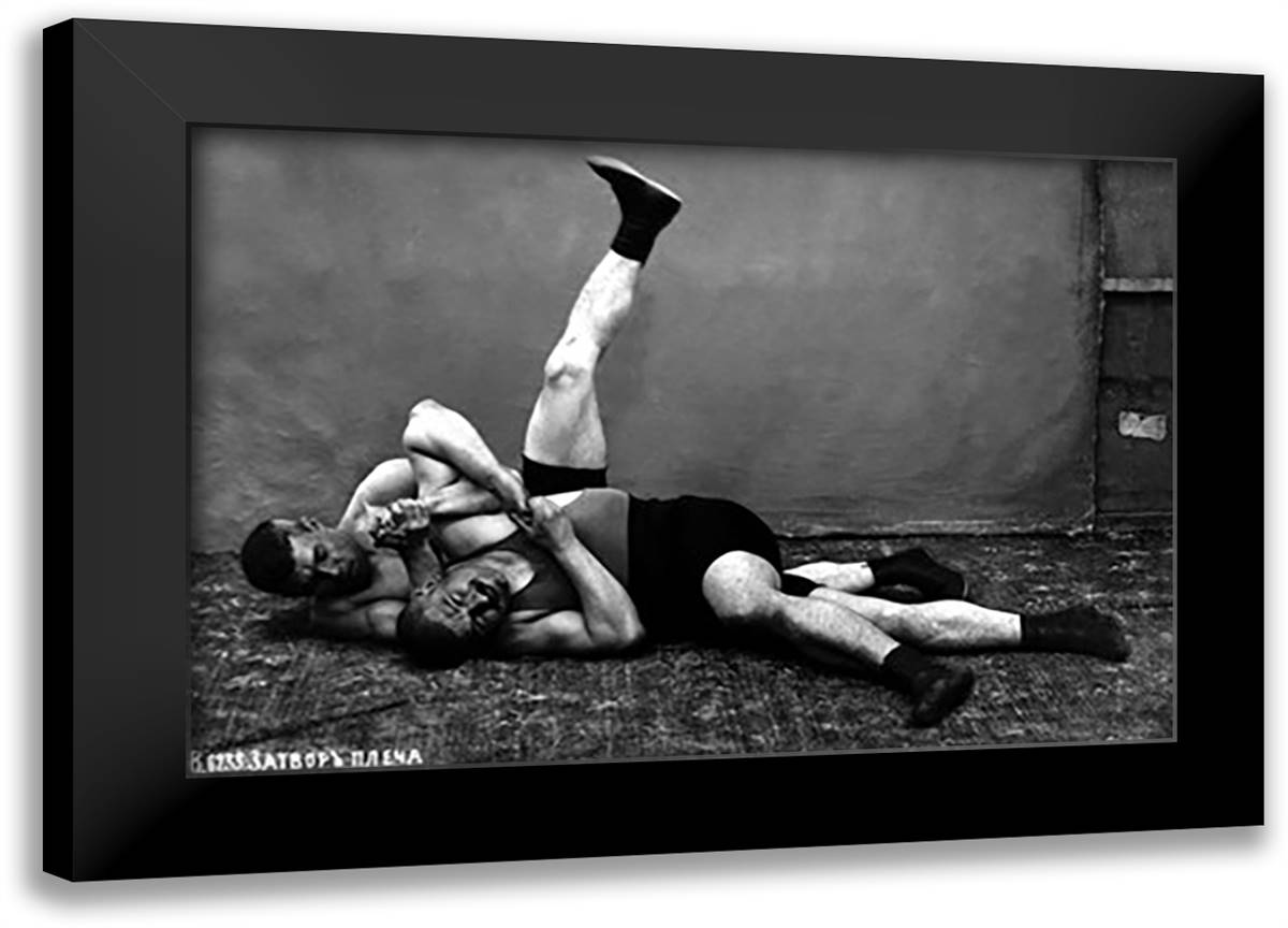 Pin: Russian Wrestlers 22x16 Black Modern Wood Framed Art Print Poster