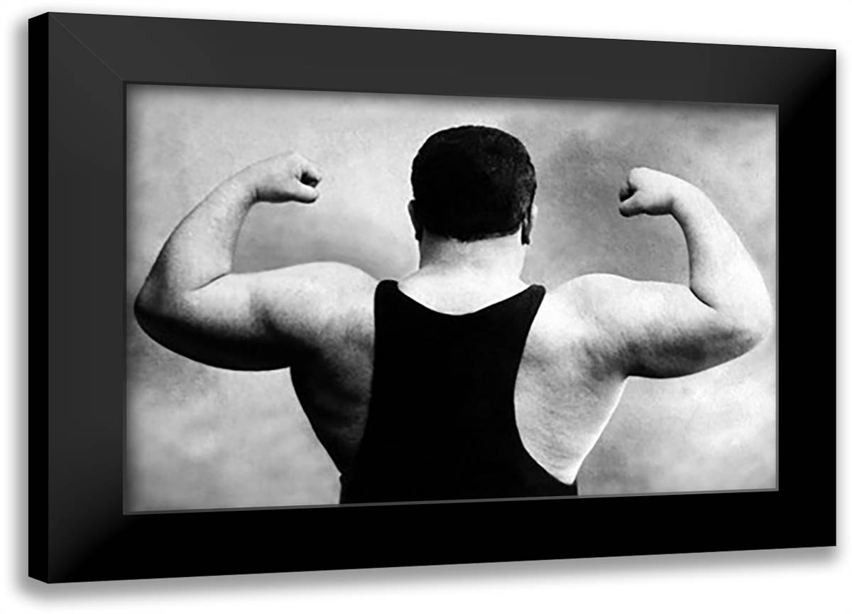 Russian Wrestler's Back and Shoulders 22x16 Black Modern Wood Framed Art Print Poster
