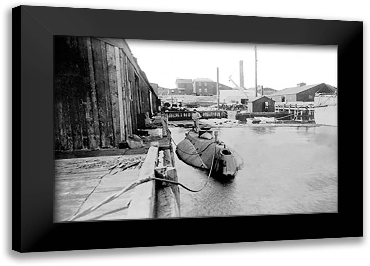 Holland Submarine Torpedo Boat #1 22x16 Black Modern Wood Framed Art Print Poster