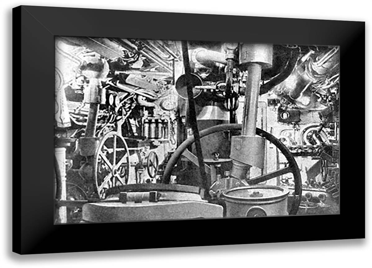 Interior of the Merchant Submarine Deutschland 22x16 Black Modern Wood Framed Art Print Poster