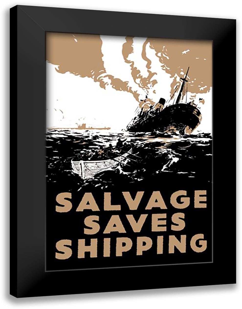 Salvage Saves Shipping 16x22 Black Modern Wood Framed Art Print Poster by Oliver, E.