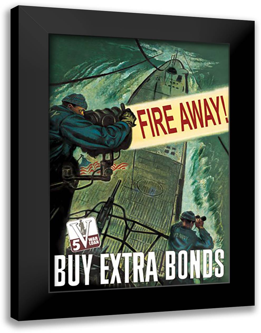 Fire Away! 16x22 Black Modern Wood Framed Art Print Poster by Schrieber
