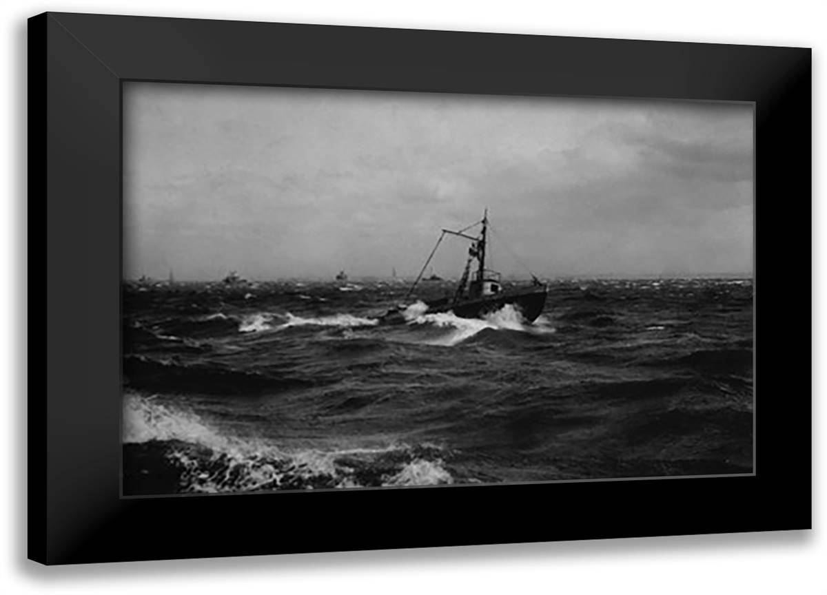 Fishing Boat 22x16 Black Modern Wood Framed Art Print Poster by Daret, Jean