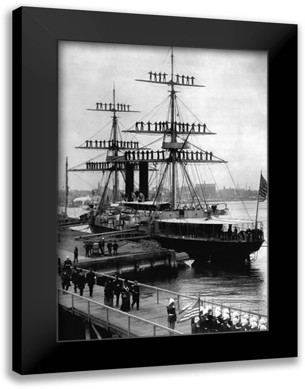 Manning the Yards 16x22 Black Modern Wood Framed Art Print Poster