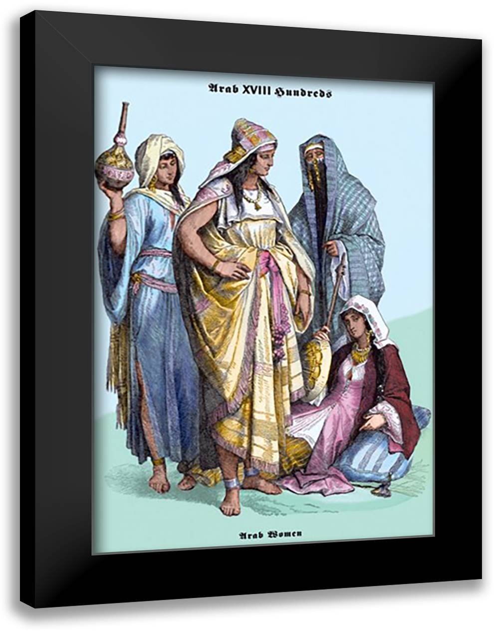 Arab Women, 19th Century 16x22 Black Modern Wood Framed Art Print Poster by Brown, Richard