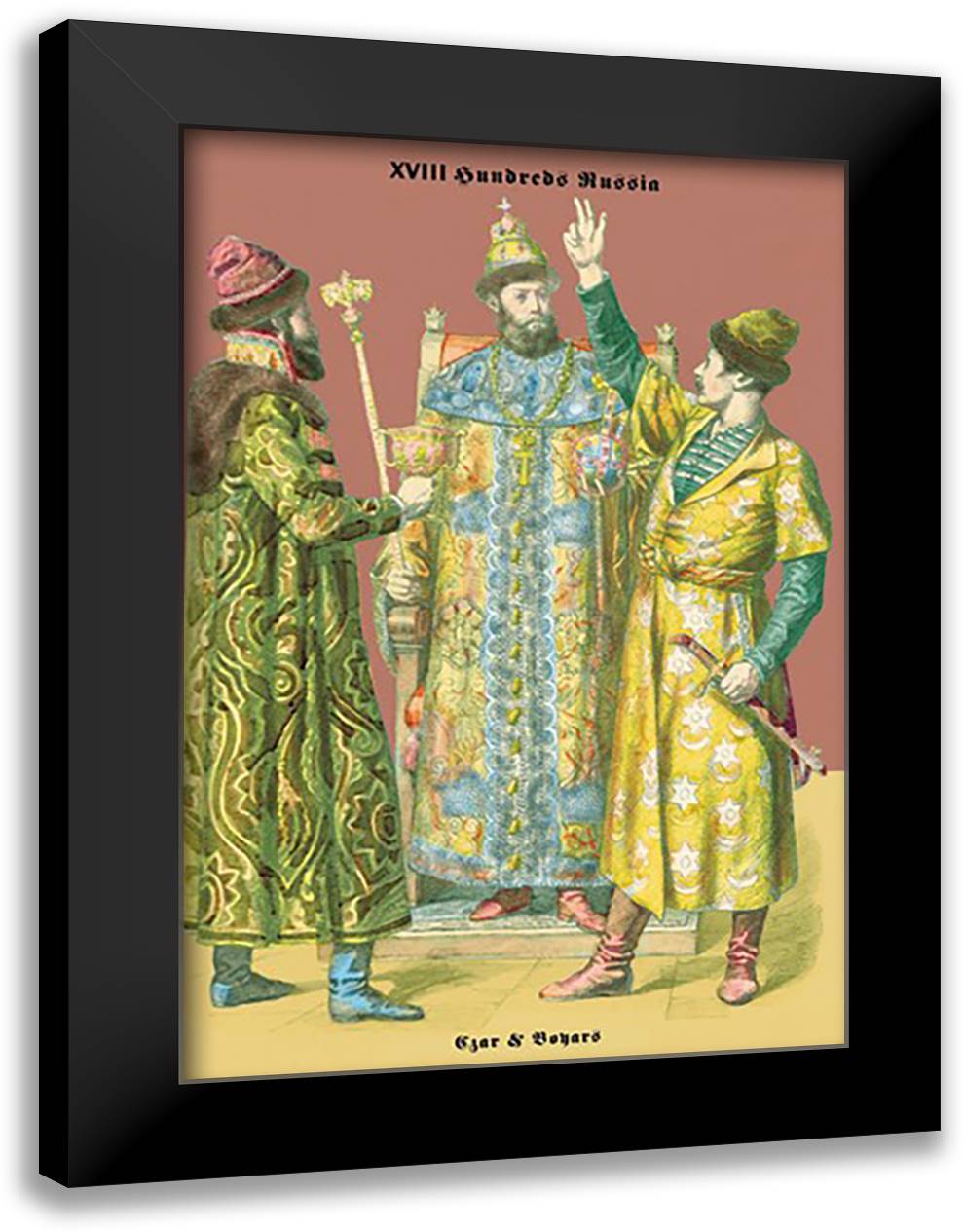 Russian Czar and Boyars, 19th Century 16x22 Black Modern Wood Framed Art Print Poster by Brown, Richard