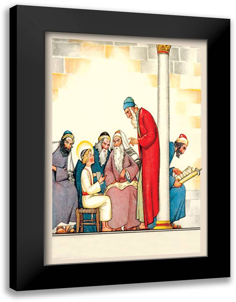 Jesus in the Temple 16x22 Black Modern Wood Framed Art Print Poster