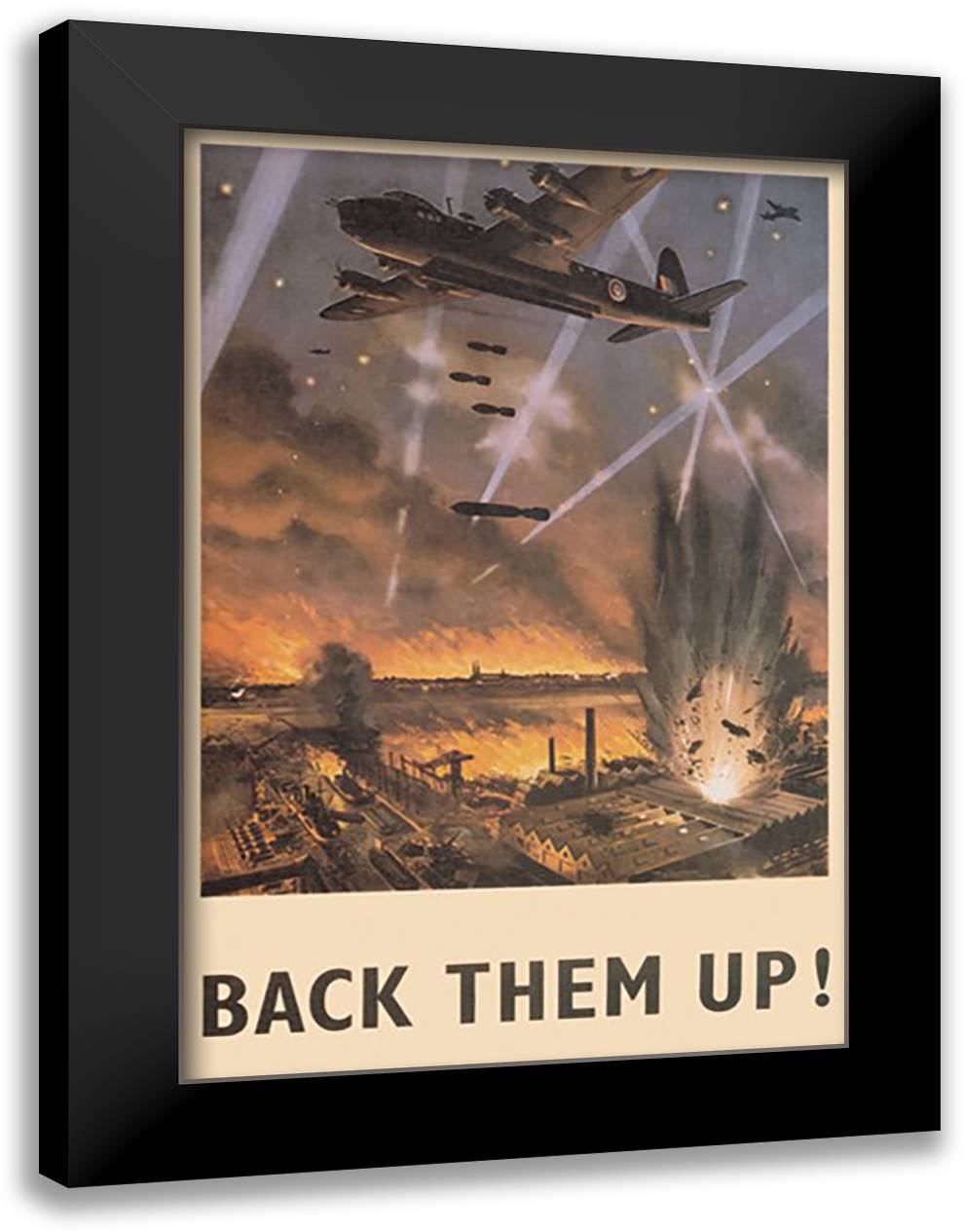 BACK THEM UP! (Bombers) 16x22 Black Modern Wood Framed Art Print Poster by Nockolds, Roy