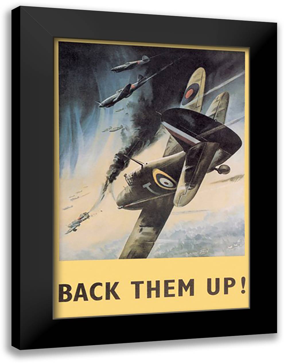 BACK THEM UP! (Fighters) 16x22 Black Modern Wood Framed Art Print Poster by Jobson