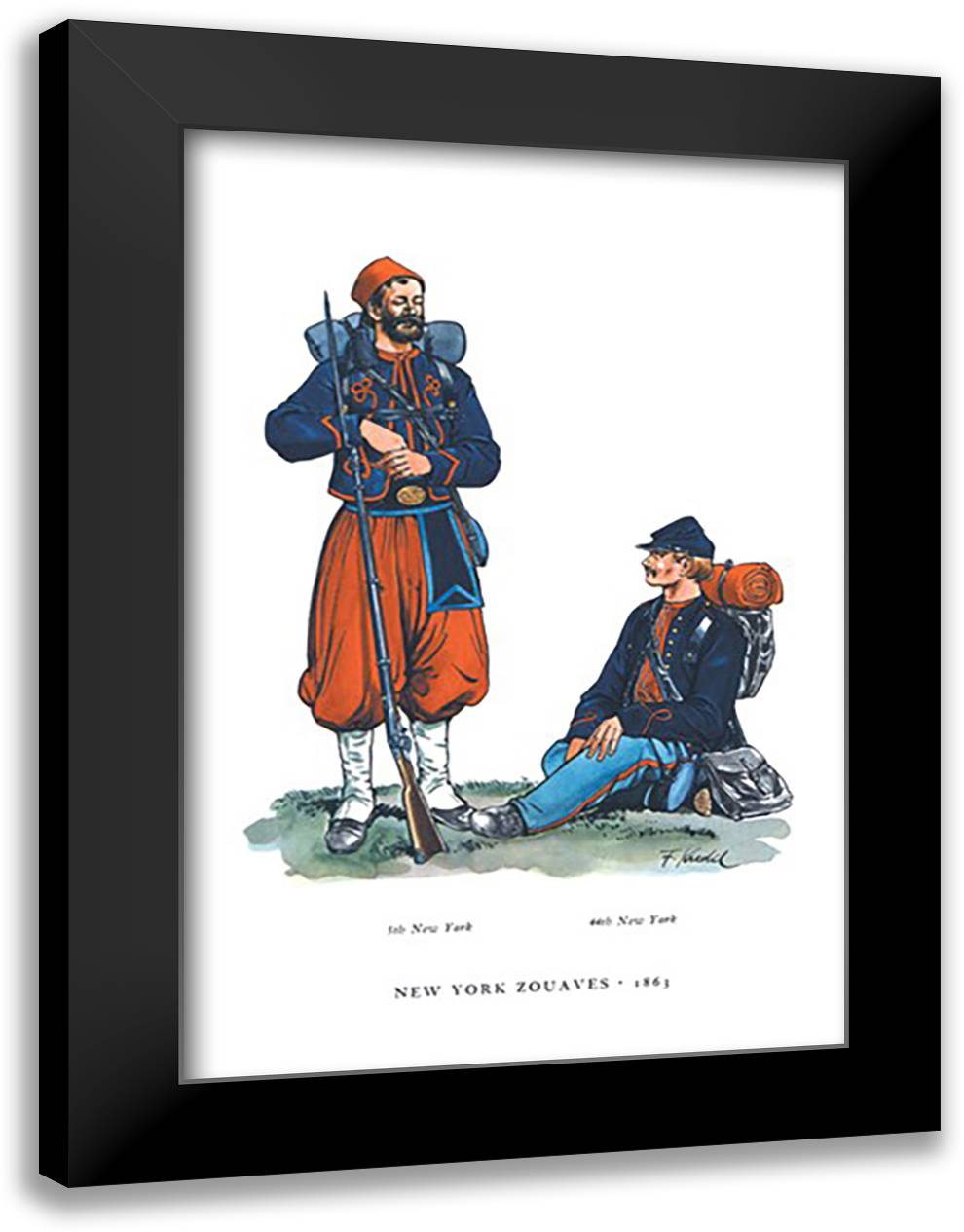 New York Zouaves, 1863 16x22 Black Modern Wood Framed Art Print Poster