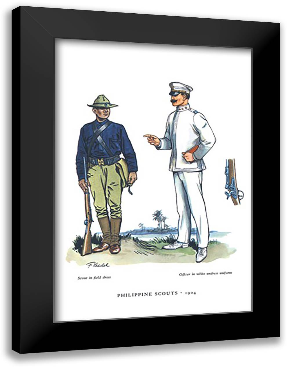 Philippine Scouts, 1904 16x22 Black Modern Wood Framed Art Print Poster