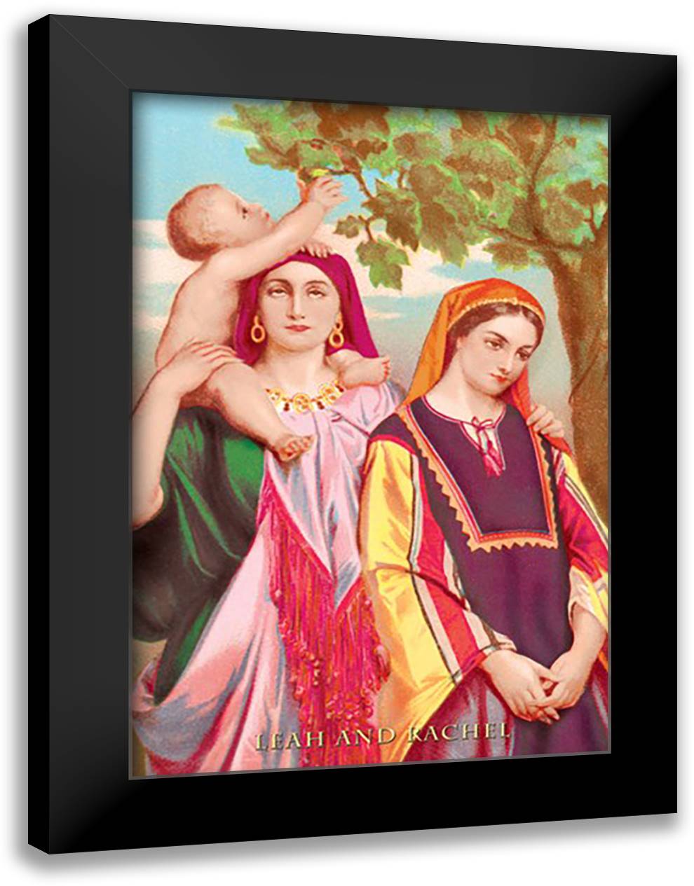 Leah and Rachel 16x22 Black Modern Wood Framed Art Print Poster