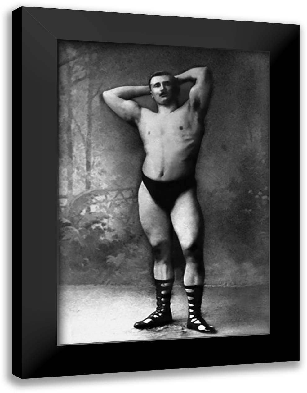 Hands Behind Head Flex 16x22 Black Modern Wood Framed Art Print Poster