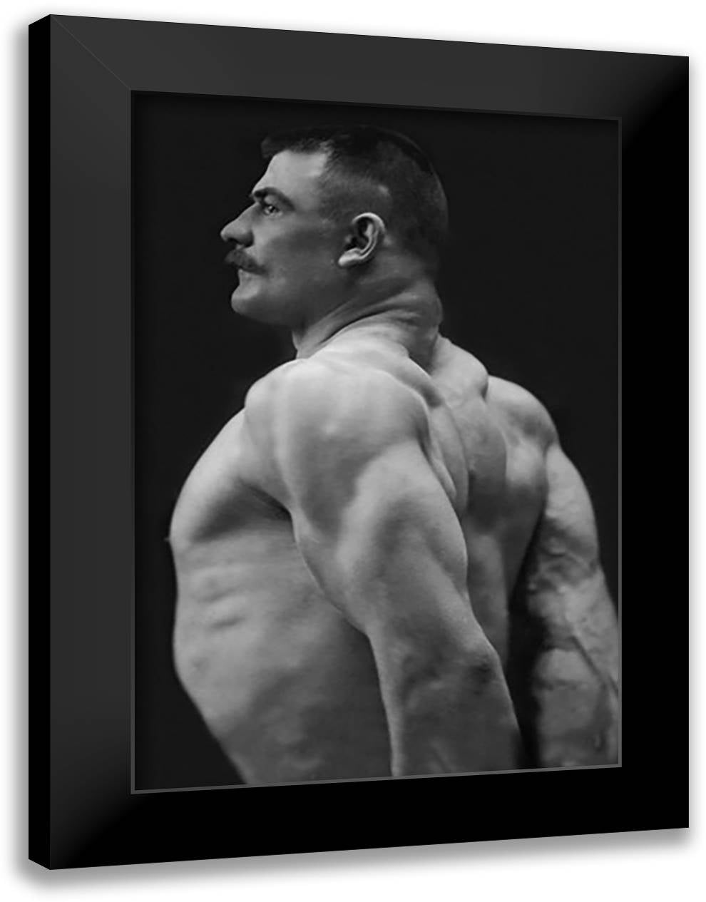 Flexing Triceps, Deltoids, and Trapezius 16x22 Black Modern Wood Framed Art Print Poster