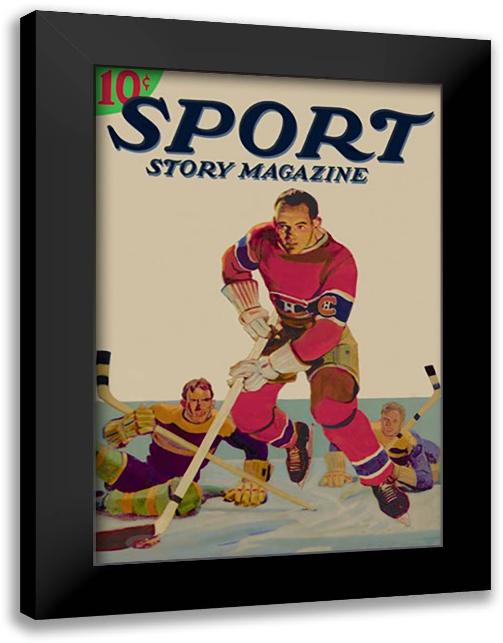 Montreal Canadian Skates through Fallen Defenders 16x22 Black Modern Wood Framed Art Print Poster