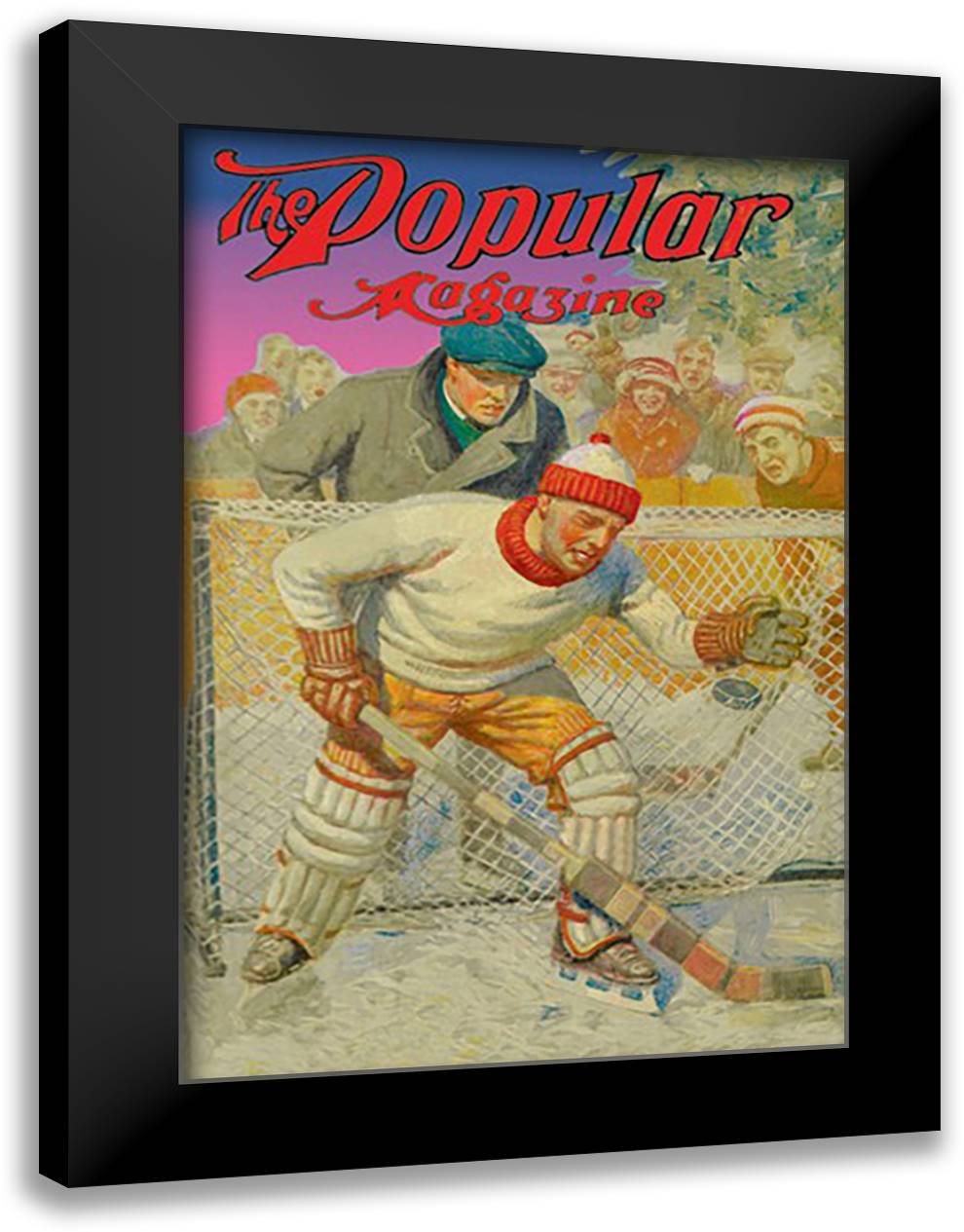 Goalie Making Glove Save 16x22 Black Modern Wood Framed Art Print Poster