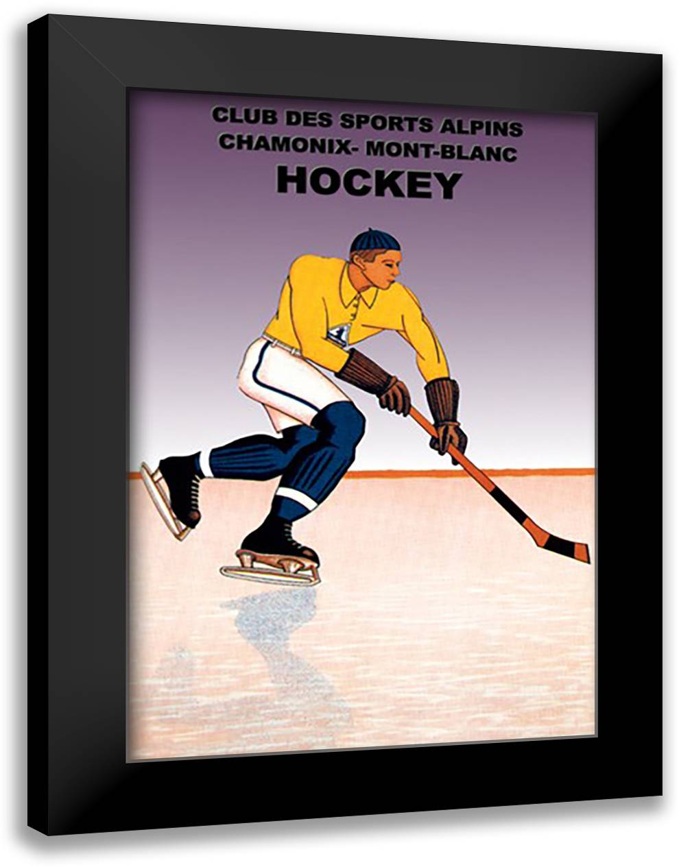 Hockey: Alpine Sports Club 16x22 Black Modern Wood Framed Art Print Poster by Dardelet and Company