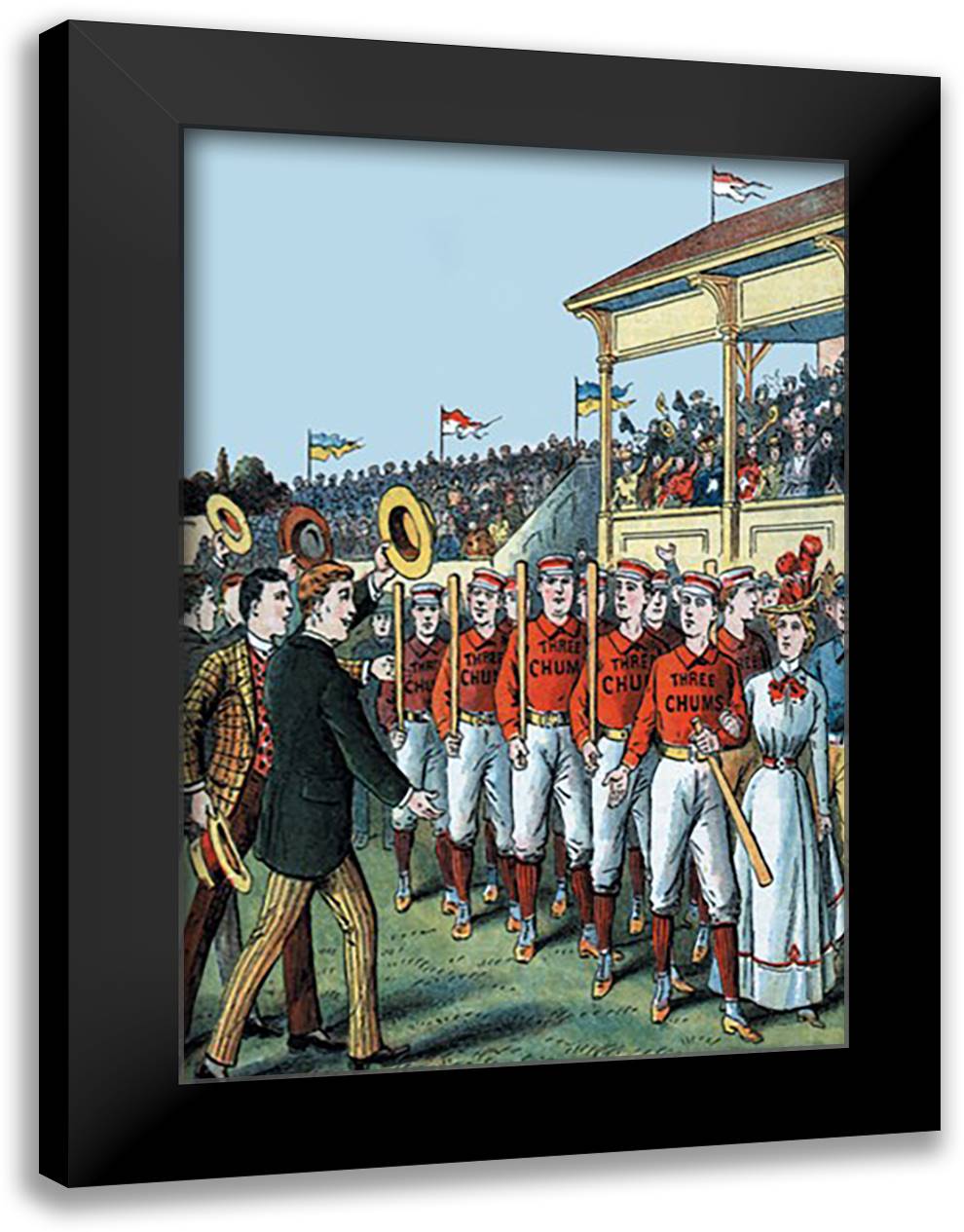 Fans Cheer Their Team 16x22 Black Modern Wood Framed Art Print Poster