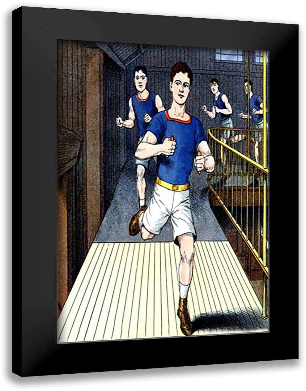 Indoor Track Runners 16x22 Black Modern Wood Framed Art Print Poster