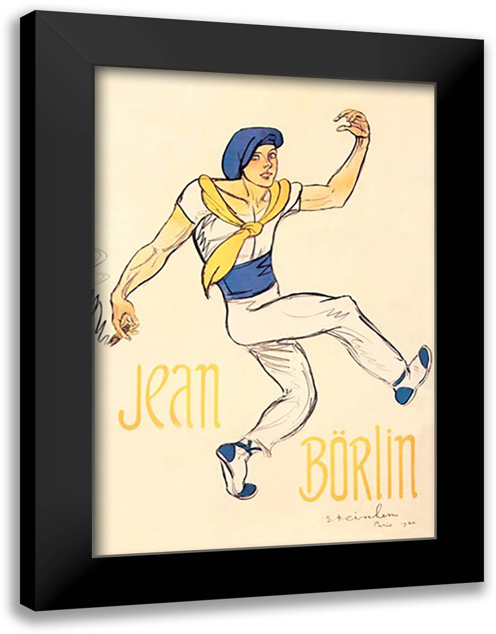 Jean Borlin 16x22 Black Modern Wood Framed Art Print Poster by Steinlen, Theophile-Alexandre