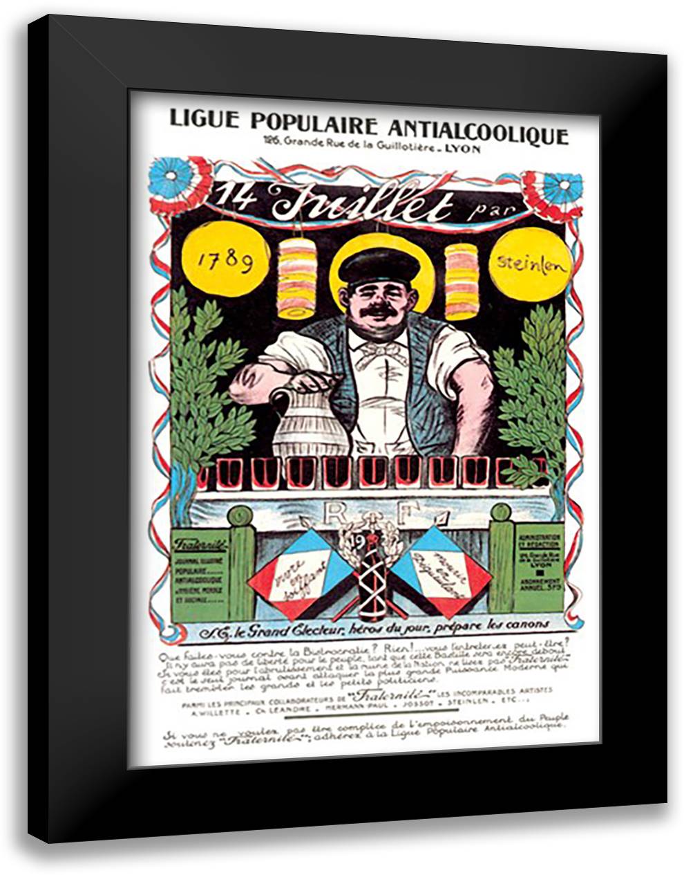 Ligue Populaire Antialcoolique 16x22 Black Modern Wood Framed Art Print Poster by Steinlen, Theophile-Alexandre