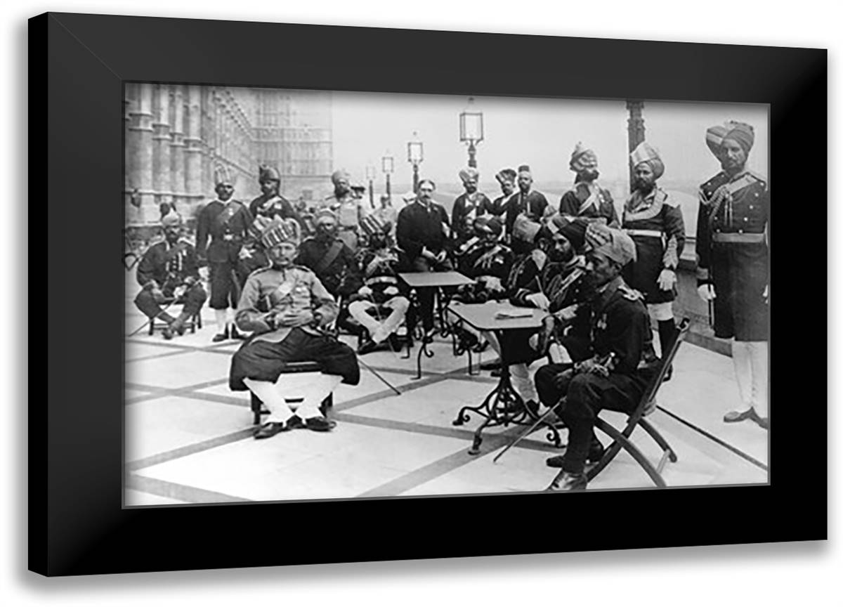 Indian Officers, London 22x16 Black Modern Wood Framed Art Print Poster