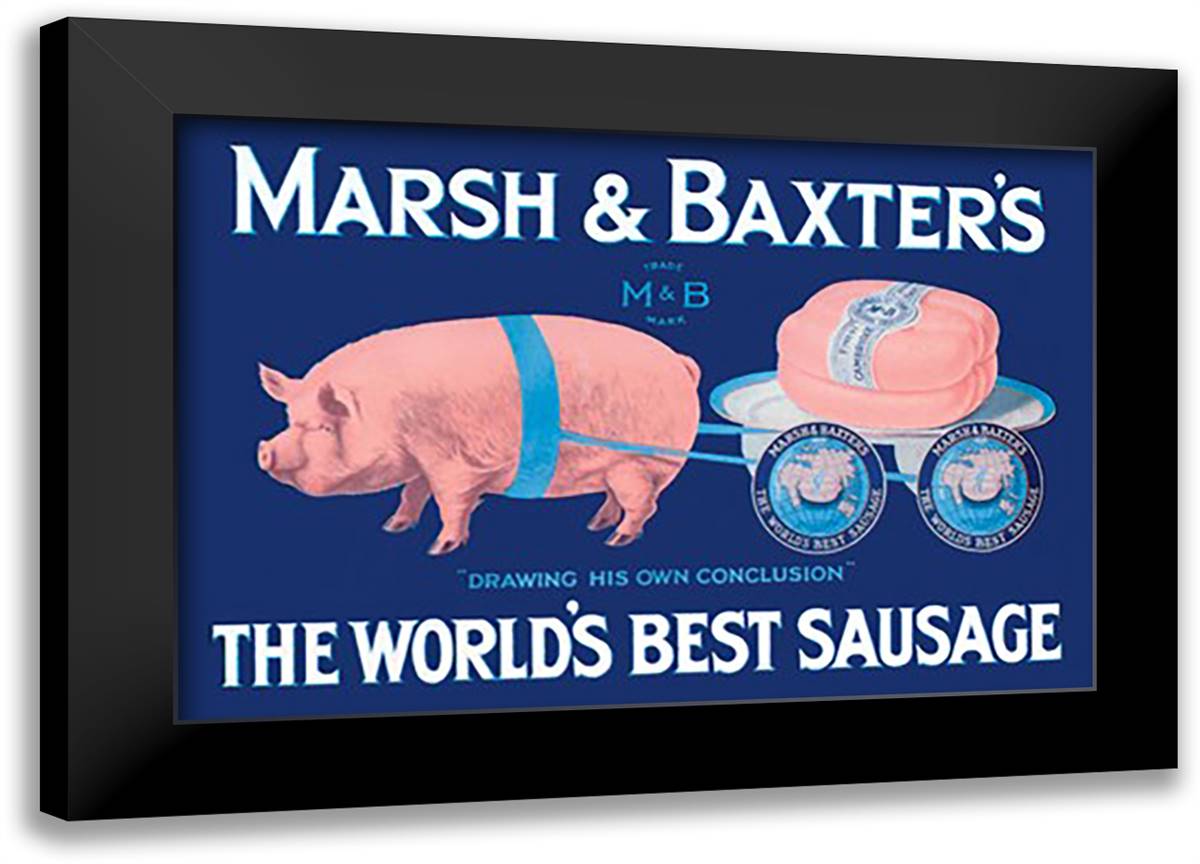 Marsh and Baxter's World's Best Sausage 22x16 Black Modern Wood Framed Art Print Poster by Simon, Joel