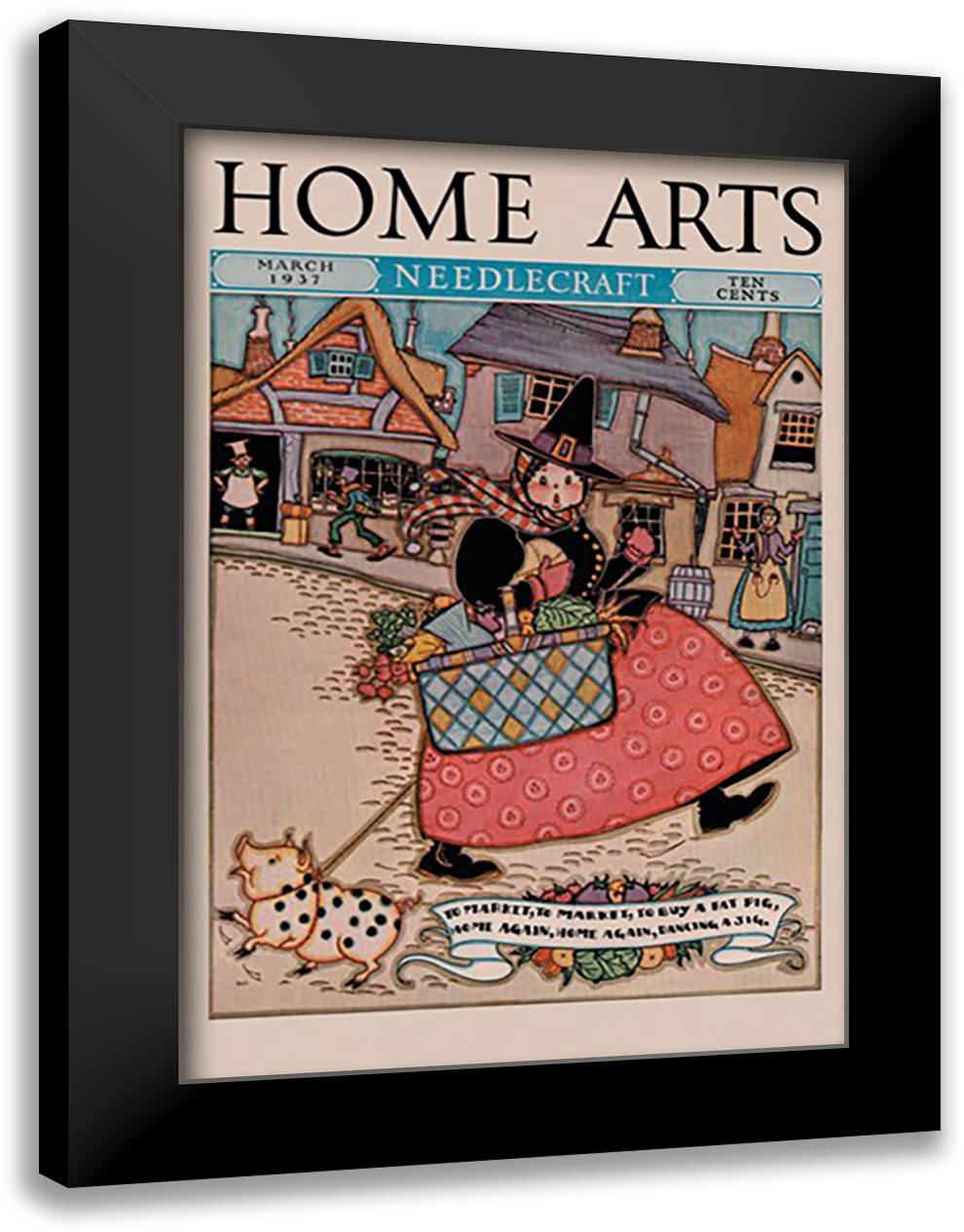 Home Arts: To Market 16x22 Black Modern Wood Framed Art Print Poster by Jones, Mary Wright