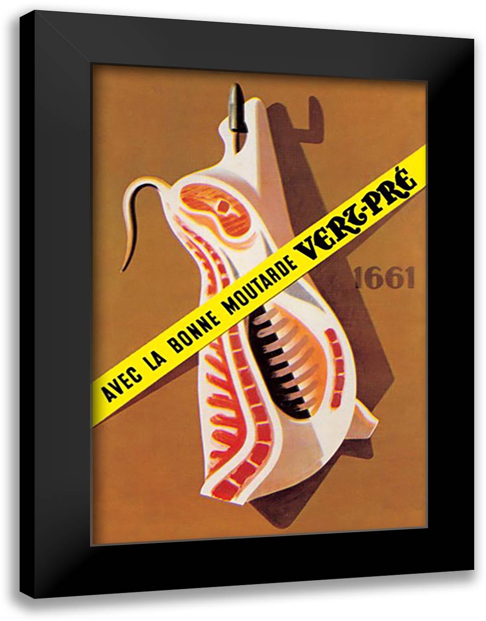 Hooked Pork 16x22 Black Modern Wood Framed Art Print Poster