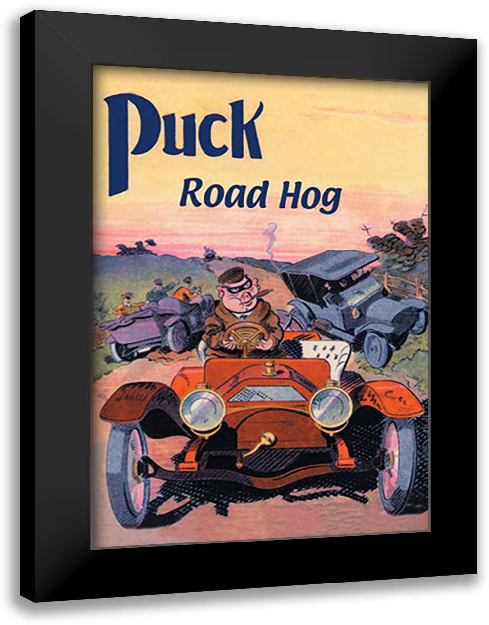 Puck - Road Hog 16x22 Black Modern Wood Framed Art Print Poster by Baker, Ernest Hamlin