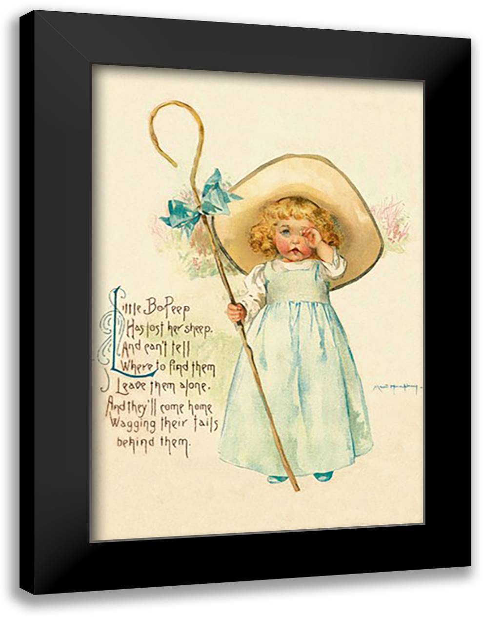 Little Bo Peep 16x22 Black Modern Wood Framed Art Print Poster by Humphrey, Maud