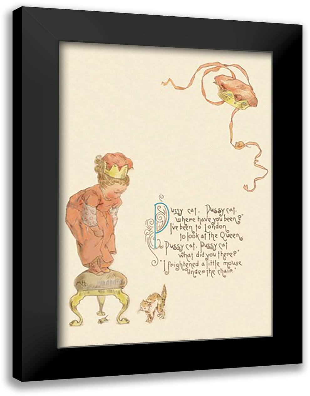 Pussy Cat, Pussy Cat 16x22 Black Modern Wood Framed Art Print Poster by Humphrey, Maud