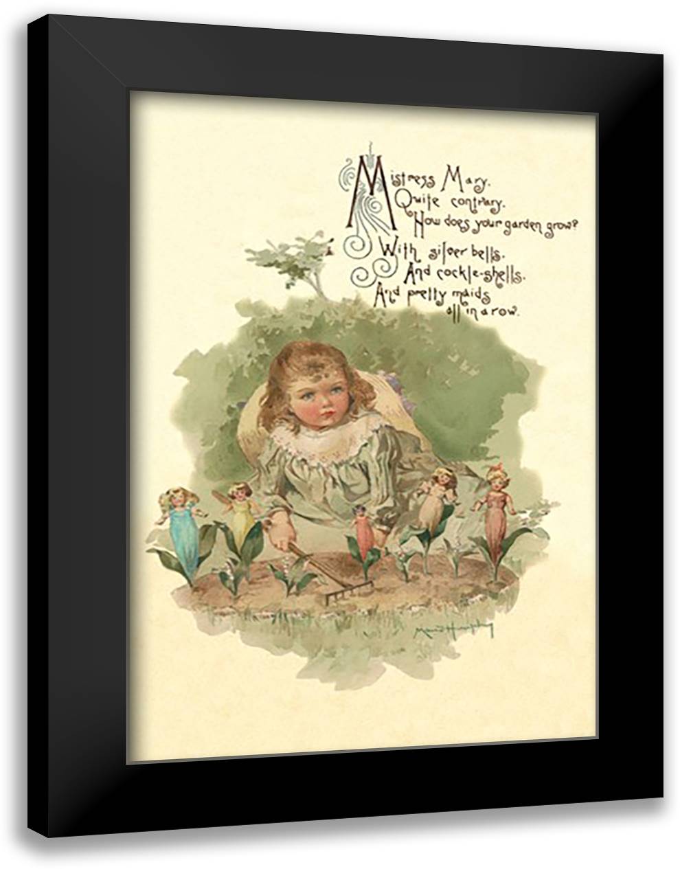 Mistress Mary Quite Contrary 16x22 Black Modern Wood Framed Art Print Poster by Humphrey, Maud