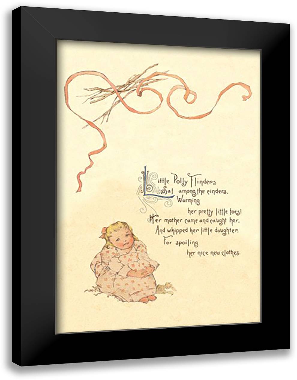 Little Polly Flinders 16x22 Black Modern Wood Framed Art Print Poster by Humphrey, Maud
