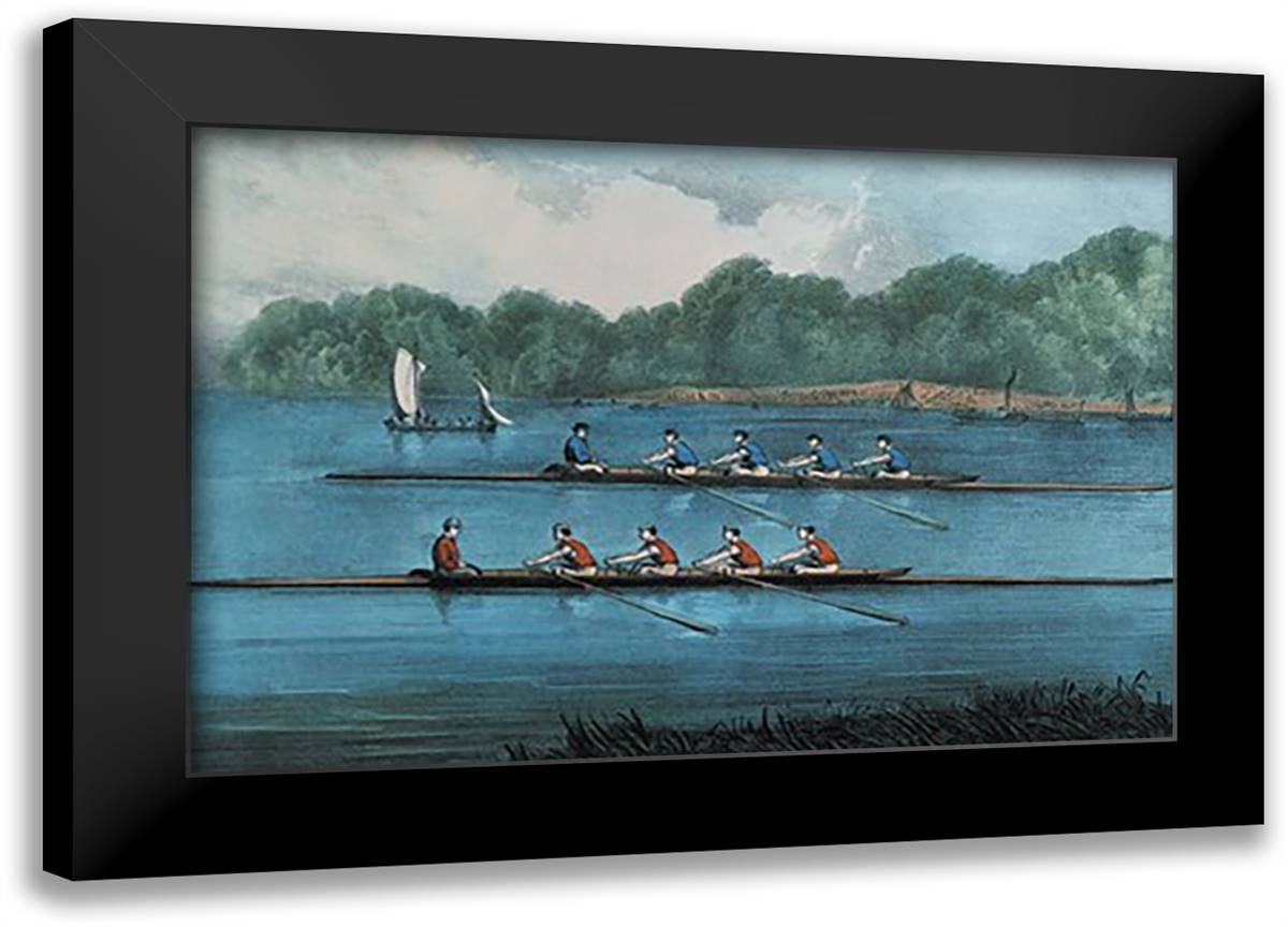 Boat Race 22x16 Black Modern Wood Framed Art Print Poster by Currier, Nathaniel