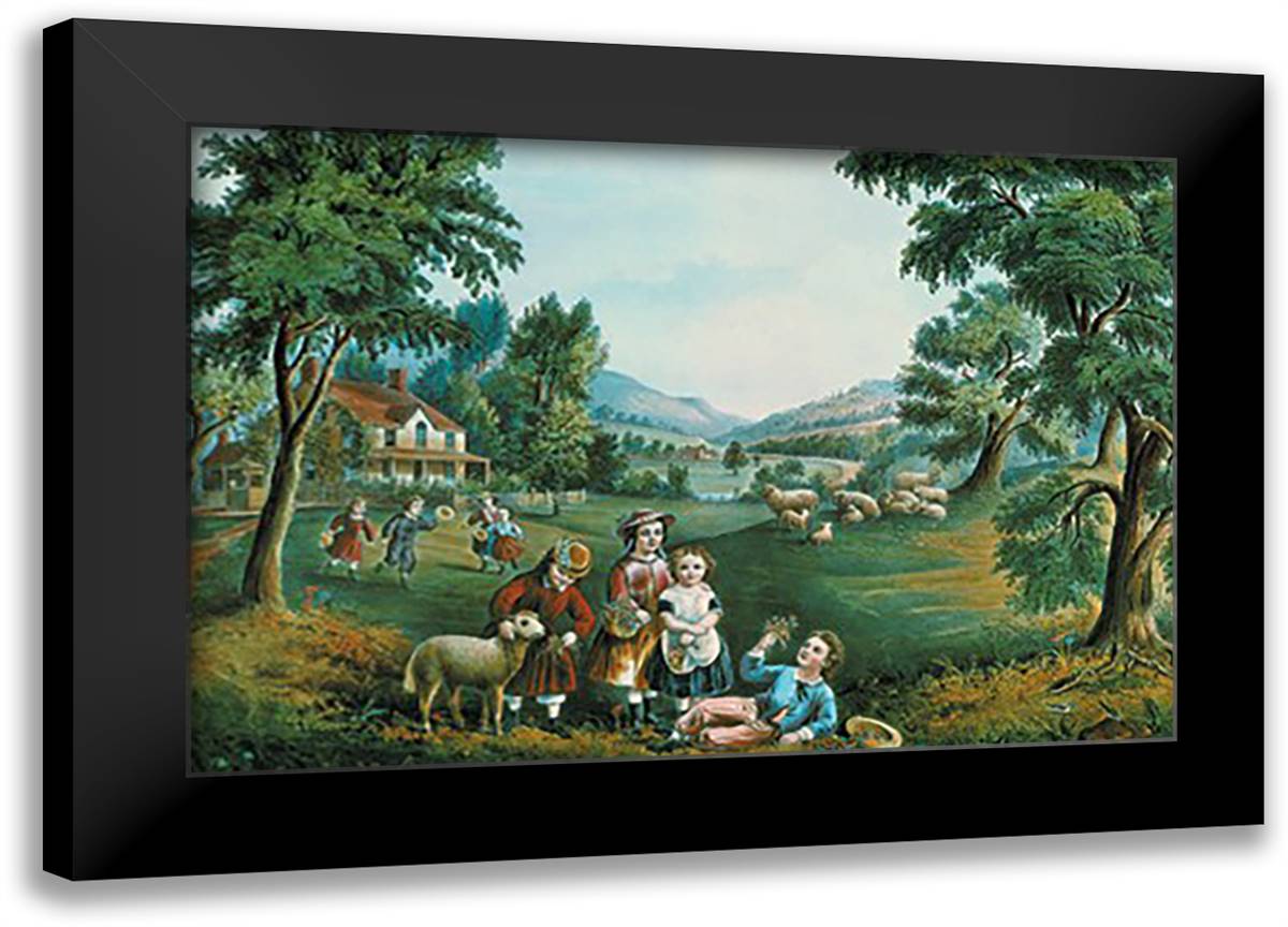 Four Seasons 22x16 Black Modern Wood Framed Art Print Poster by Currier, Nathaniel