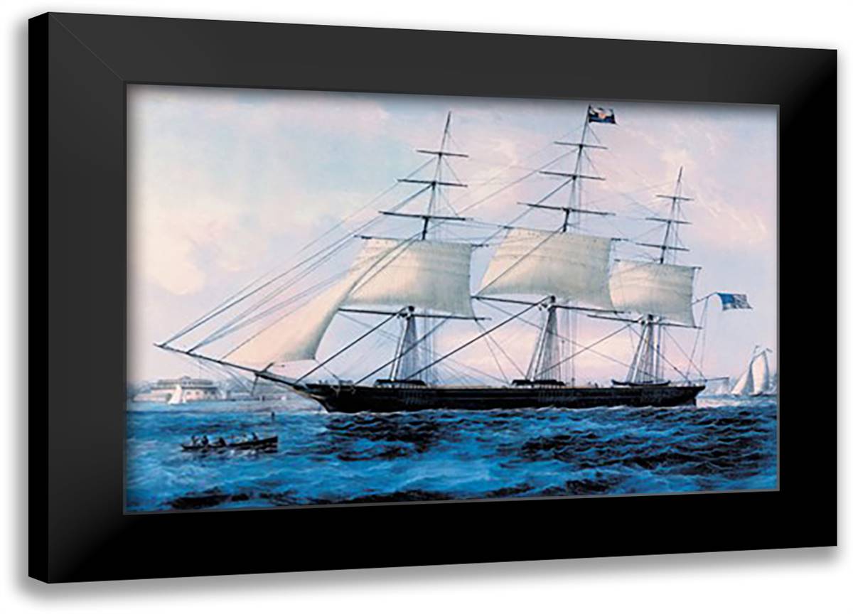 Nightingale 22x16 Black Modern Wood Framed Art Print Poster by Currier, Nathaniel