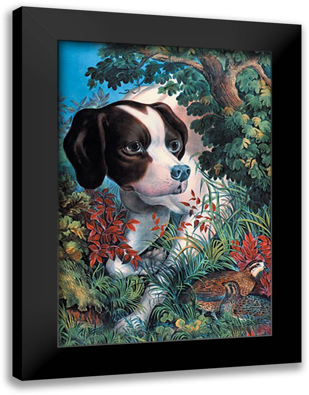 Pointing 16x22 Black Modern Wood Framed Art Print Poster by Currier, Nathaniel